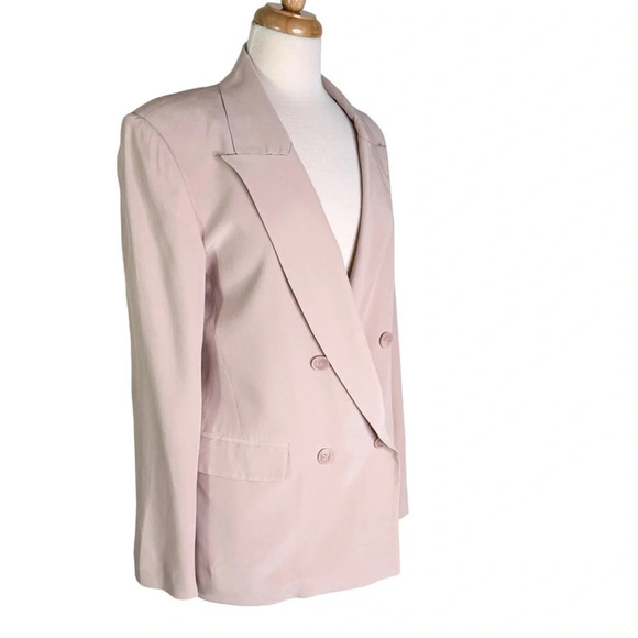 The Reset R|Label Silk Double Breasted Blazer Dusty Blush Pink Size M - Picture 2 of 12